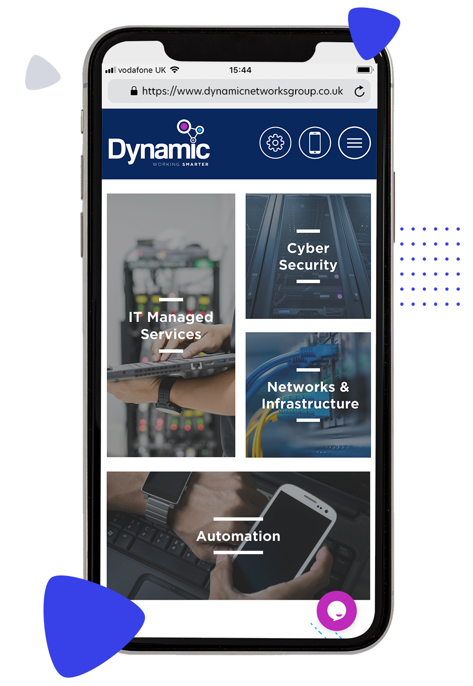 Dynamic Networks Website on Phone - Pixelbuilders