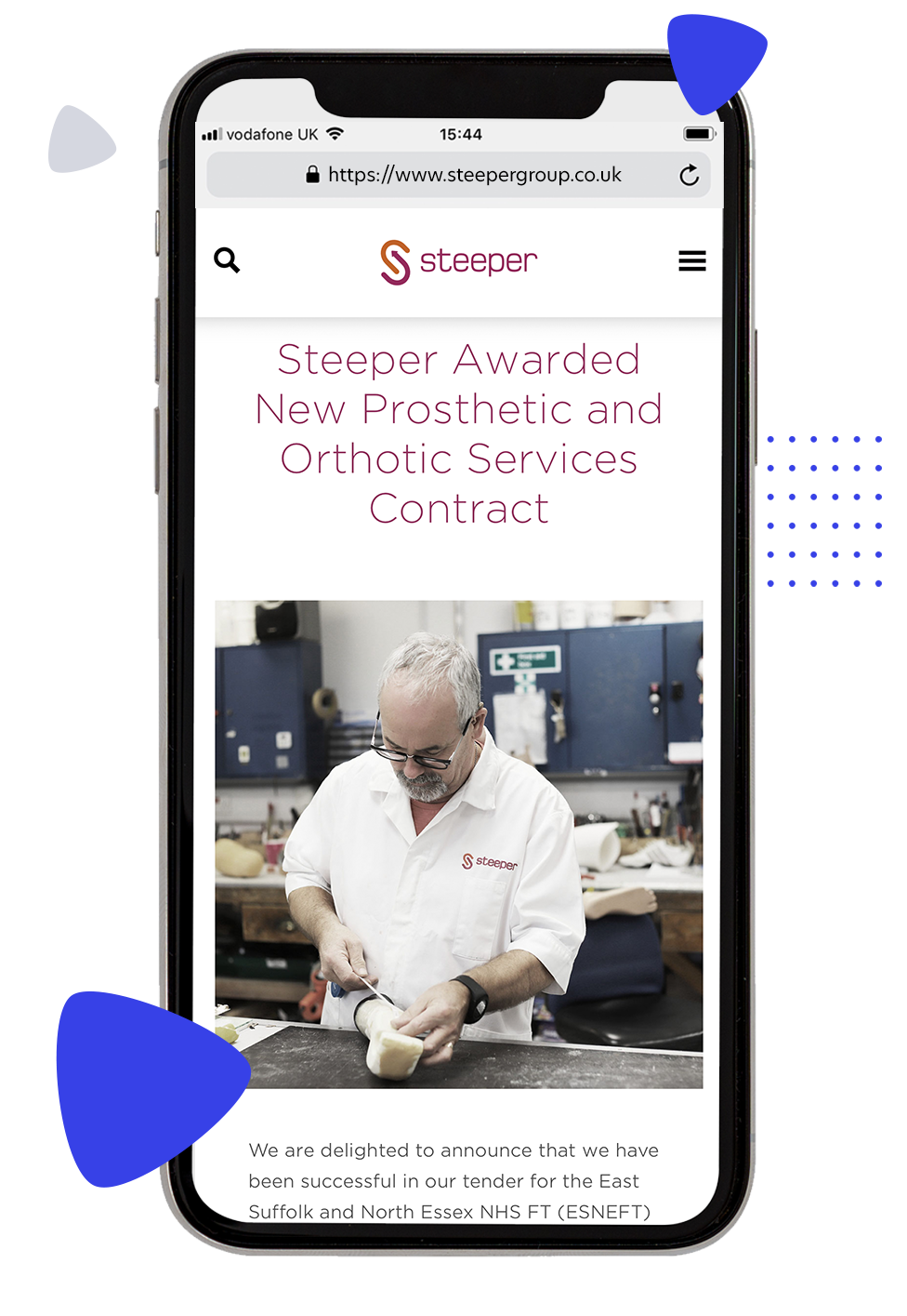 Steeper Group Website on Mobile - Pixelbuilders
